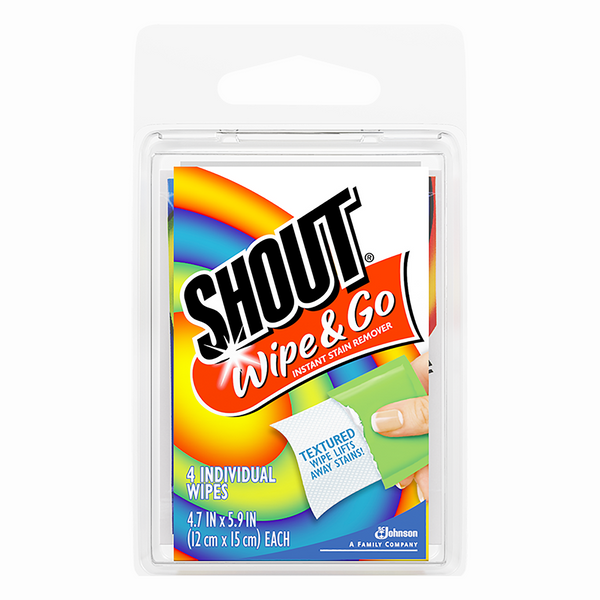 Shout Wipe & Go Instant Stain Remover Wipes Travel Size - 2 Pack
