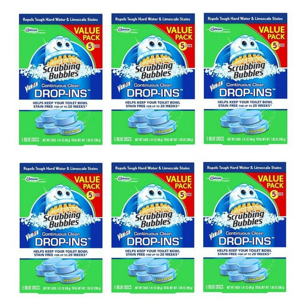 Scrubbing Bubbles Toilet Cleaner Drop Ins, 5 Count, 7.1 Ounce, (Pack of 6)