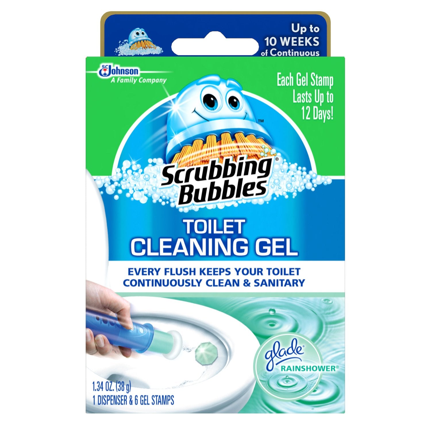 Scrubbing bubbles glade rainshower 2025 toilet cleaning gel 4 count